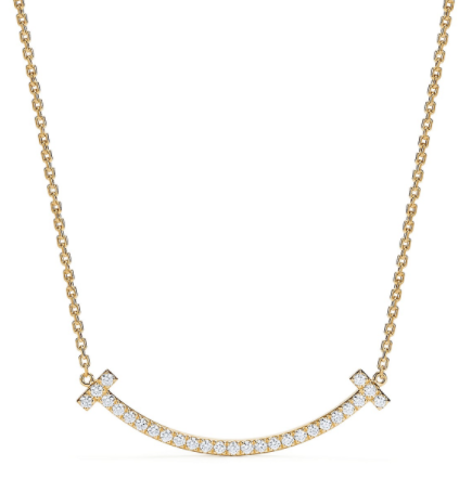 [TXL-19] Collar Tiffany T Smile Pavé Mediano Tono Dorado