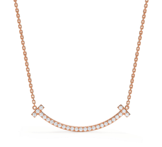 [TXL-20] Collar Tiffany T Smile Pavé Mediano Oro Rosa