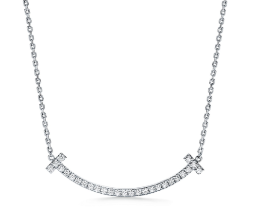 [TXL-21] Collar Tiffany T Smile Pavé Mediano Tono Plateado