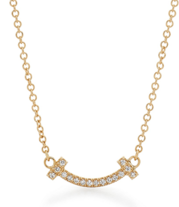 [TXL-25] Collar Tiffany T Smile Mini Pavé Tono Dorado