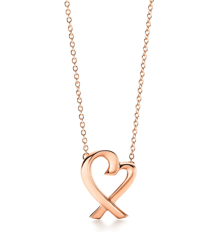 Collar Tiffany Corazón Cruzado Liso Oro Rosa