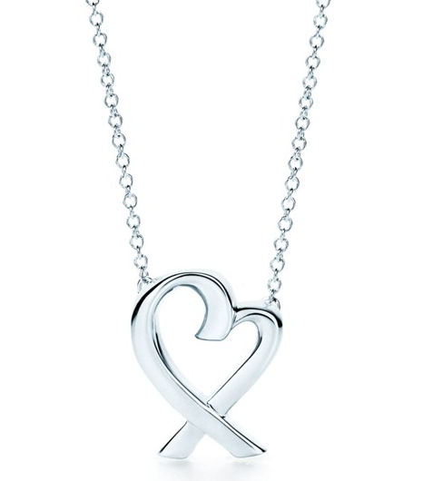 Collar Tiffany Corazón Cruzado Liso Plata