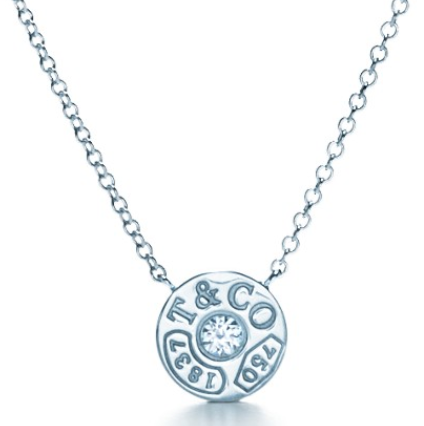 Collar Tiffany medalla circular T&Co piedra blanca