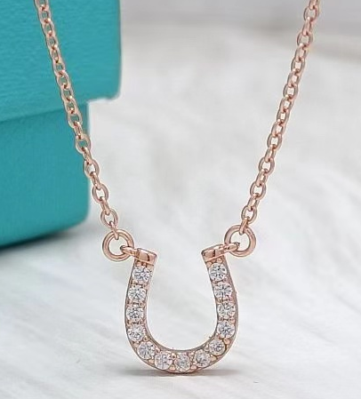 Collar Tiffany Herradura Pavé Oro Rosa