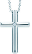 Collar cruz de barras con circonia plata