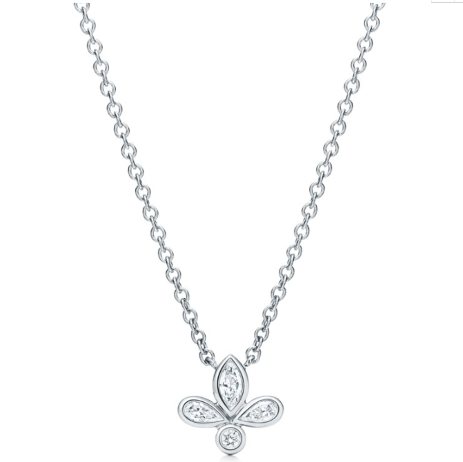 Collar trébol tres pétalos circonias plata
