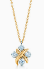 Collar cruce X racimos de circonias tono dorado