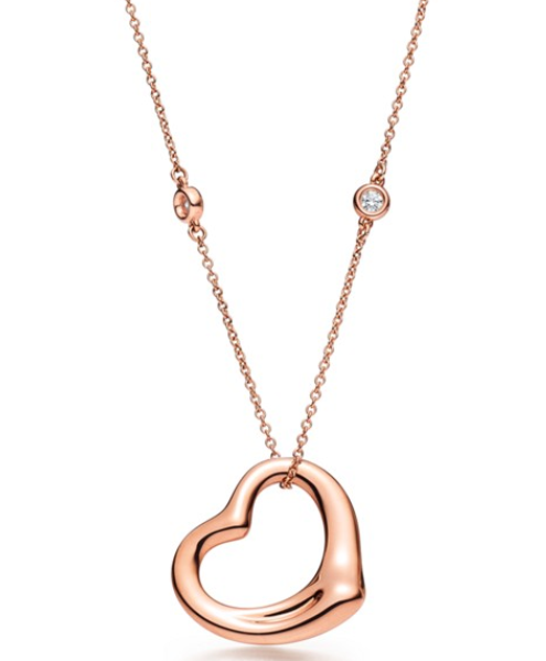 [N0167] Collar corazón abierto Elsa Peretti oro rosa con circonia