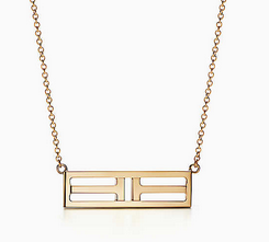 [N0181] Collar Tiffany T bar rectangular doble motivo T