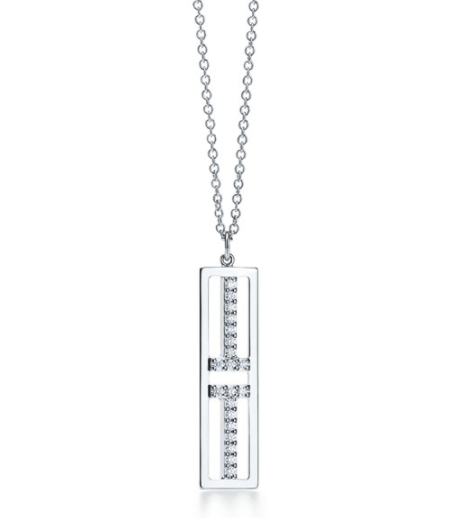 Collar Tiffany T True vertical pavé doble T