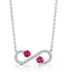 Collar infinito plata 925 pavé y piedras rosas