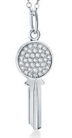 [N0199] Collar llave disco pavé circonias plata 925
