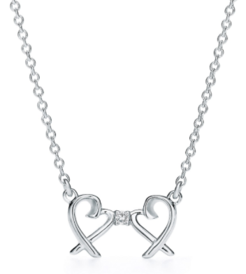 Collar doble corazón entrelazado plateado con circonia