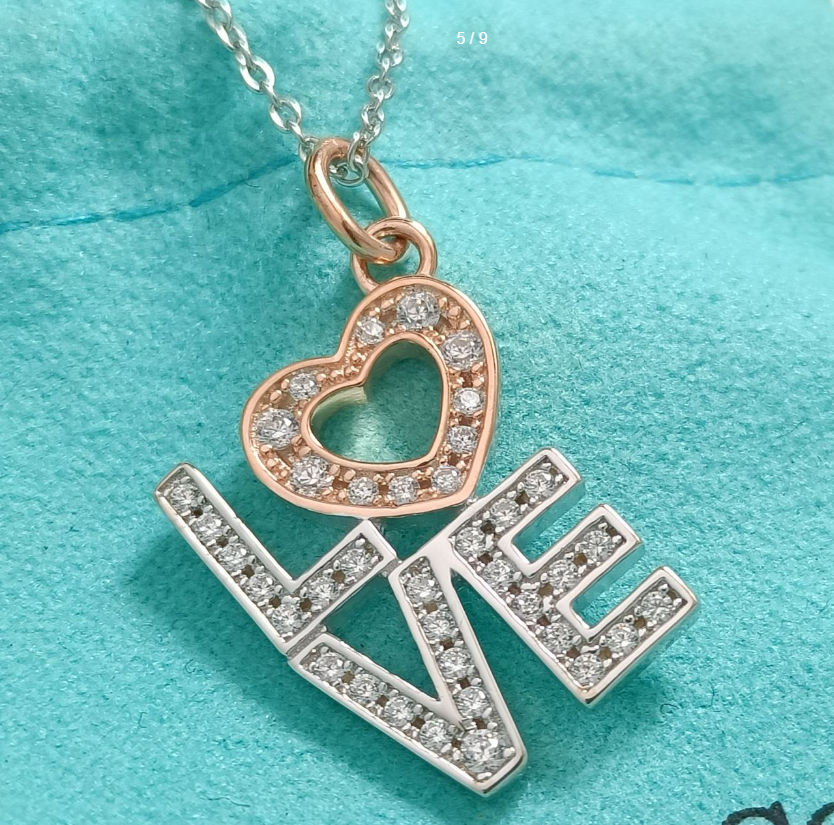 Collar Tiffany LOVE Corazón Pavé Bicolor