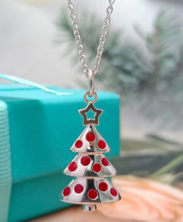Collar Tiffany Árbol de Navidad Lunares Rojos