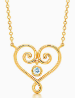 Collar Tiffany Corazón Volutas Oro con Piedra