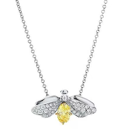 Collar Tiffany Abeja Alas Pavé Piedra Amarilla