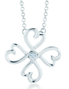 Collar Tiffany Trébol de Corazones Piedra Central Plata