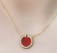 [N0278-6] Collar Tiffany T Círculo Cornalina Dorado