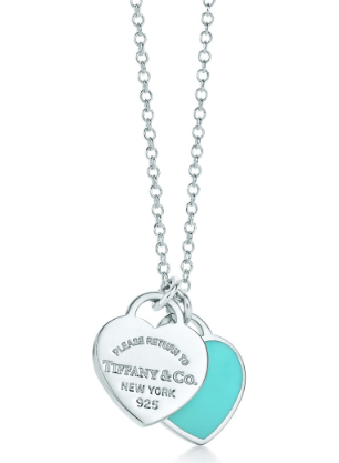 [TXL-28] Collar Return to Tiffany Doble Corazón Turquesa y Plata