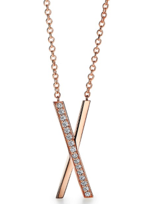 Collar dije X pavé oro rosa