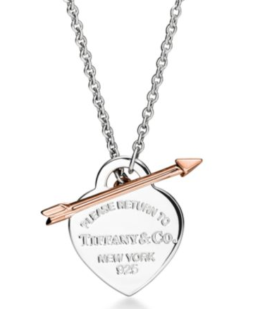 [N0329-1] Collar Return to Tiffany Corazón Flecha Bicolor Oro Rosa