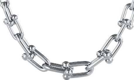 Collar cadena eslabones ovalados y bolas plata 925