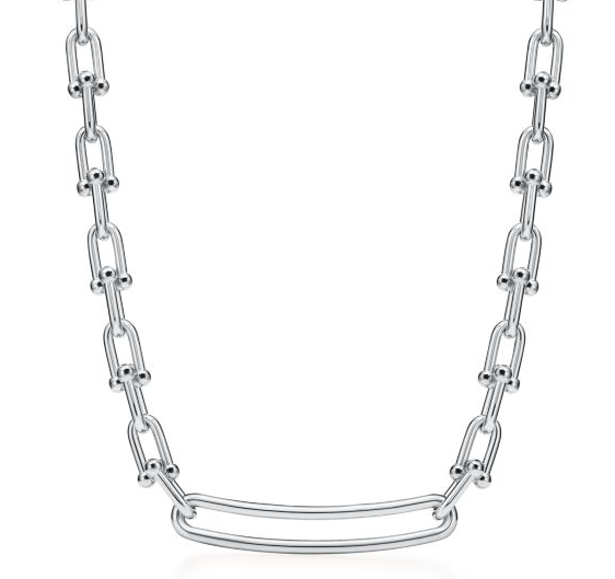 Collar eslabones y bolas con barra central lisa