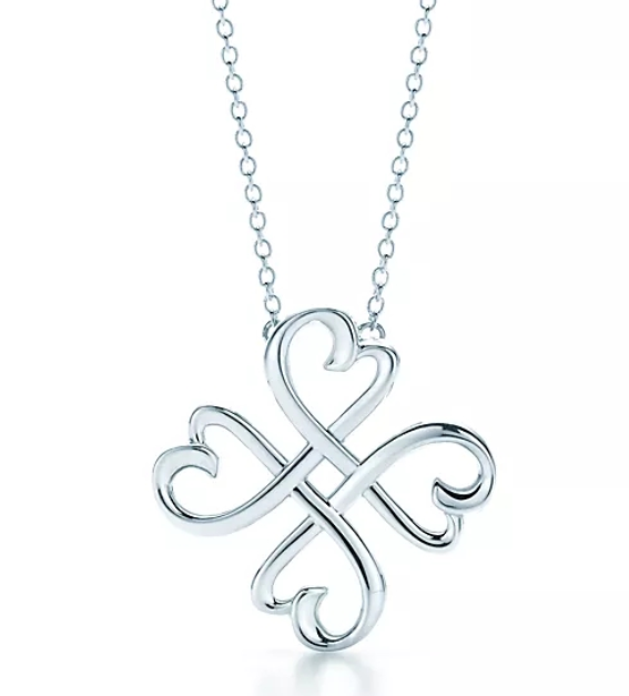 Colgante Trébol de Corazones Entrelazados Plata