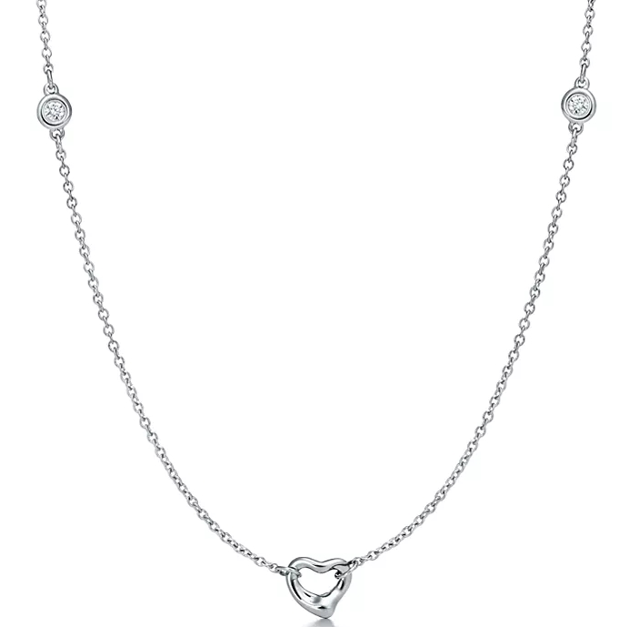 [N0335-1] Collar Elsa Peretti Corazón Abierto con Circonias Plata