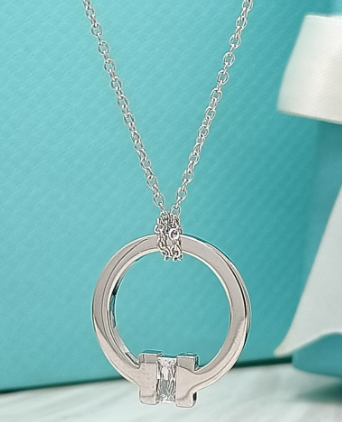 [N0340-1] Collar Tiffany T Aro Liso Platino