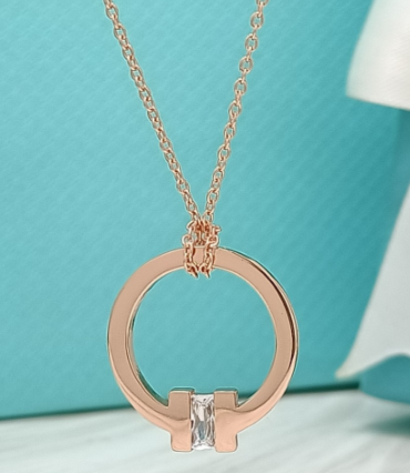 Collar Tiffany T Aro Liso Oro Rosa