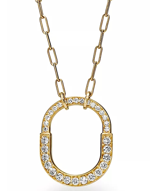 [N0343-3] Collar Tiffany Lock Pavé Oro Amarillo
