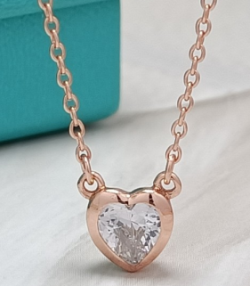 Collar Tiffany Corazón Solitario Oro Rosa
