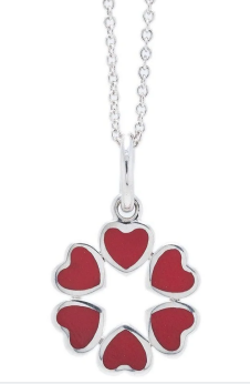 Collar Tiffany corona de corazones rojos plata
