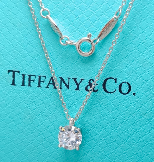 Collar solitario circonia cadena doble plata