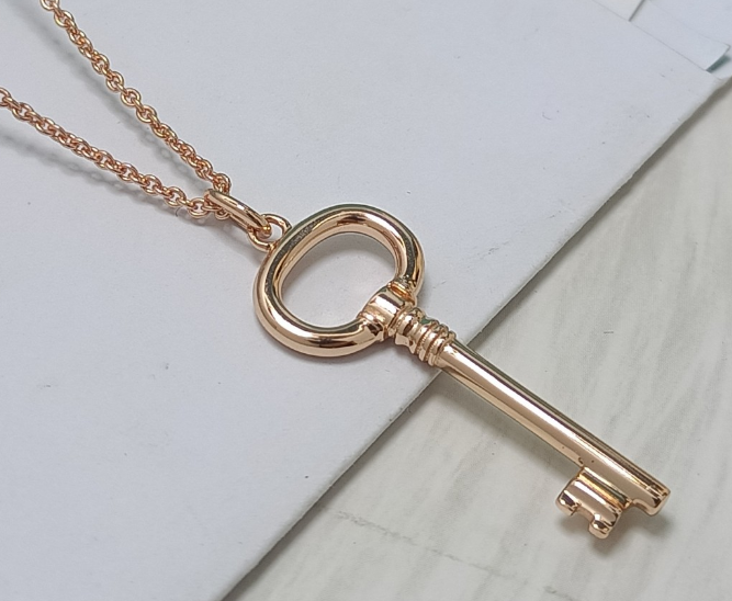 [N0030-1] Collar Tiffany llave aro oval oro rosa