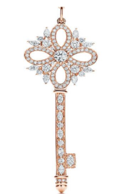 [N0001-1] Charm llave Tiffany Keys flor mini oro rosa