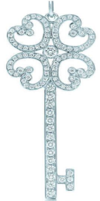 [N0012] Charm llave trébol de corazones Tiffany Keys