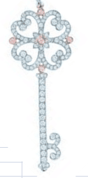 [N0020-2] Charm llave corazones rosa Tiffany Keys grande