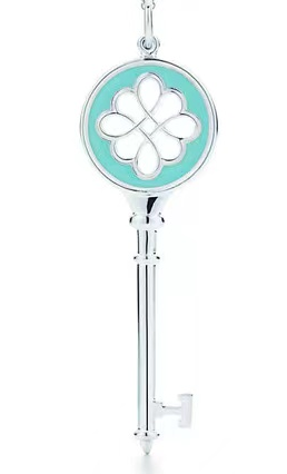 [N0021-2] Charm llave esmalte turquesa Tiffany Keys grande