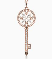[N0061] Charm Tiffany Keys Llave Medallón Pavé Oro Rosa