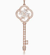 [N0075] Charm Tiffany Keys Llave Trébol Oro Rosa