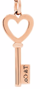 [N0077] Charm Tiffany Keys Llave Corazón Oro Rosa