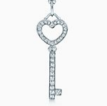 [N0100] Llave corazón pavé con doble argolla Tiffany Keys