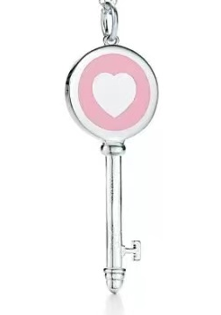 [N0123-2] Llave Tiffany corazón esmalte rosa
