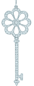 [N0133] Llave Tiffany flor pavé grande plata 925