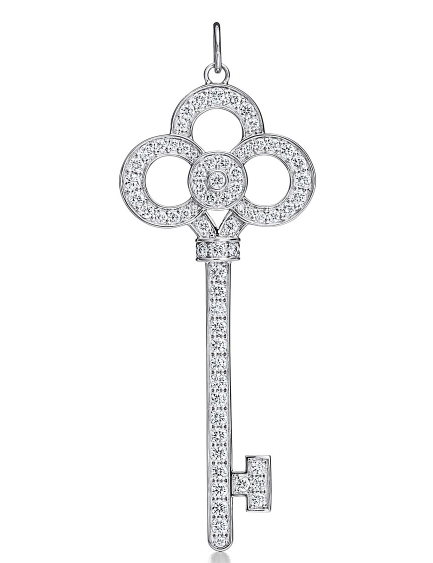 [N0154] Charm llave Tiffany Keys cuatro lóbulos pavé