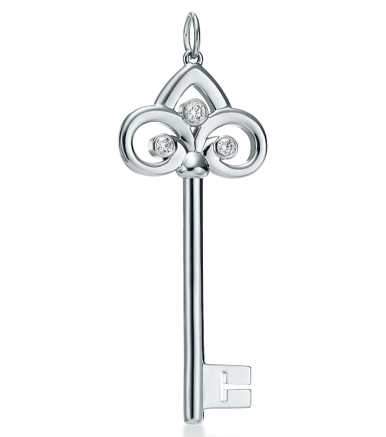 [N0188] Charm llave corona Tiffany Keys tres circonias