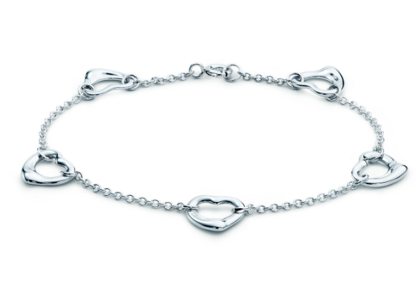 [H0053-2] Brazalete Tiffany Elsa Peretti Corazones y Gotas Plata 925